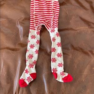 Hannah Anderrson red and Creme snowflake tights
